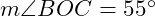  m\angle BOC = 55^\circ 