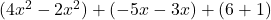  (4x^2 - 2x^2) + (-5x - 3x) + (6 + 1) 