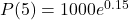  P(5) = 1000 e^{0.15} 