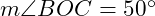  m\angle BOC = 50^\circ 