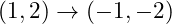  (1, 2) \rightarrow (-1, -2) 