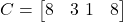  C = \begin{bmatrix} 8 & 3 \ 1 & 8 \end{bmatrix} 