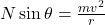  N \sin \theta = \frac{mv^2}{r}