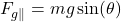  F_{g \parallel} = mg \sin(\theta) 