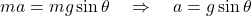  m a = mg \sin \theta \quad \Rightarrow \quad a = g \sin \theta