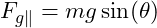  F_{g \parallel} = mg \sin(\theta) 